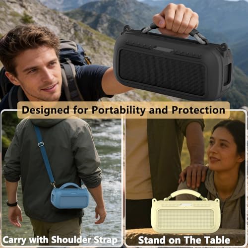 Protective Case for Bose SoundLink Max Portable Bluetooth Speaker | Accessories Hard Carrying Case and Silicone Cover Combo with Carrying Strap (Citrus Yellow) - color: Citrus Yellow