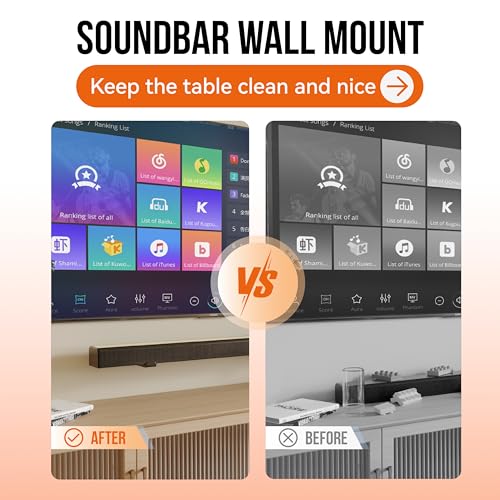 Soundbar Wall Mount Bracket for Samsung, Sony, LG, Vizio, Bose, JBL and More Sound Bar Mounts Under TV, Depth Adjustable 3.8”-6.5”, Hold up to 38 lbs, Soundbar Shelf, Black