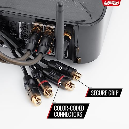 Install Link RCA Y Adapter Cable, 1-Male to 2-Female Splitter, 2-Pack (OFC) | Pure OFC Copper, 1ft, Feeds One Stereo Signal to Two Components, for Subwoofer, Home Theater, Car Audio Amplifier, Studio - color: Frosted Black, size: 1-Male to 2-Female