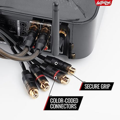 Install Link RCA Y Adapter Cable, 1-Male to 2-Female Splitter, 2-Pack (OFC) | Pure OFC Copper, 1ft, Feeds One Stereo Signal to Two Components, for Subwoofer, Home Theater, Car Audio Amplifier, Studio - color: Frosted Black, size: 1-Male to 2-Female