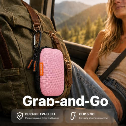 Pink Mini Hard Earbud Case, Small Portable Rectangle Carrying Case Pouch | Small Hard Case for Apple Airpods, Earpods, Samsung Galaxy Buds, Earbuds, Earplugs, In Ear Monitor, USB Cable, Flash Drive - color: Pink