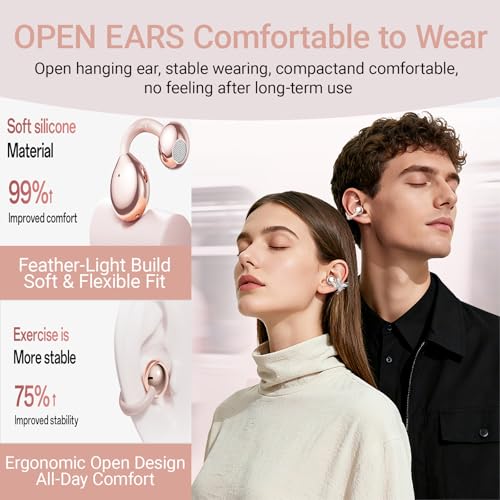 2026 New Jewelry-Inspired Clip-On Earbuds with Detachable Sparkle Butterfly Earrings, Bluetooth 6.0, Cute Wireless Headphones for Women, 50H Playtime, Low Latency, Sports & Workouts (Rose Gold) - color: Rose Gold