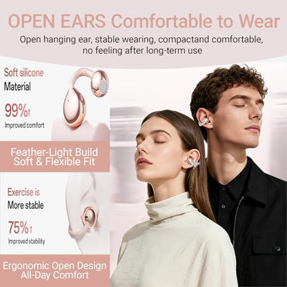 2026 New Jewelry-Inspired Clip-On Earbuds with Detachable Sparkle Butterfly Earrings, Bluetooth 6.0, Cute Wireless Headphones for Women, 50H Playtime, Low Latency, Sports & Workouts (Rose Gold) - color: Rose Gold