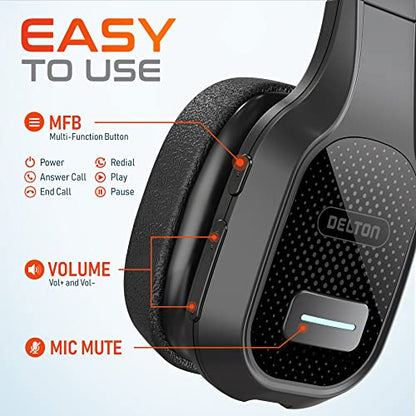 Delton 20X Wireless Computer Headset with USB Dongle | Trucker Bluetooth Headset with Noise Canceling Mic, 35Hrs Talk Time, For Cell Phone, Drivers, Office, Call Center - Black - size: Headset with USB Dongle