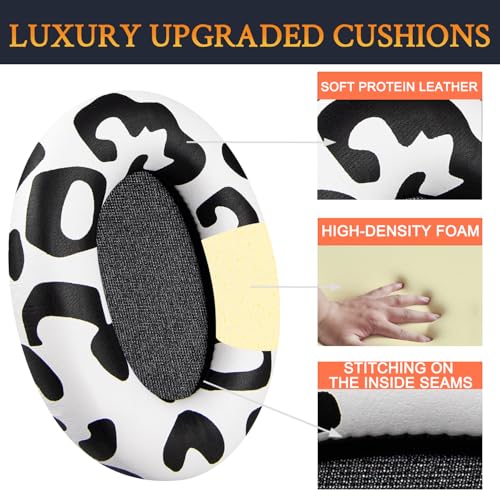 SOULWIT Professional Earpads Cushions Replacement for Sony WH-1000XM3 (WH1000XM3) Over-Ear Headphones, Ear Pads with Softer Protein Leather, Noise Isolation Memory Foam, Added Thickness (Snow Leopard) - color: Snow Leopard