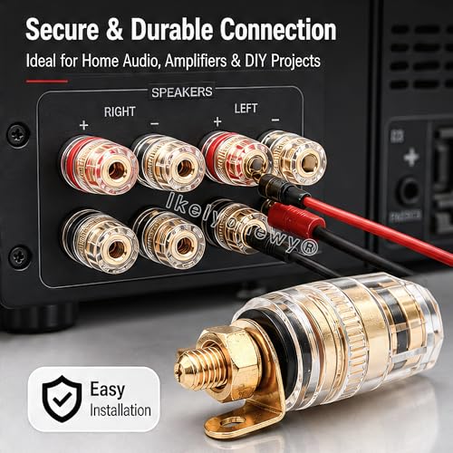 Speaker Binding Post Copper Plug Sockets 4Mm Binding Post Amplifier Speaker Terminal Connector (lkelyonewy®)