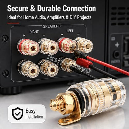 Speaker Binding Post Copper Plug Sockets 4Mm Binding Post Amplifier Speaker Terminal Connector (lkelyonewy®)