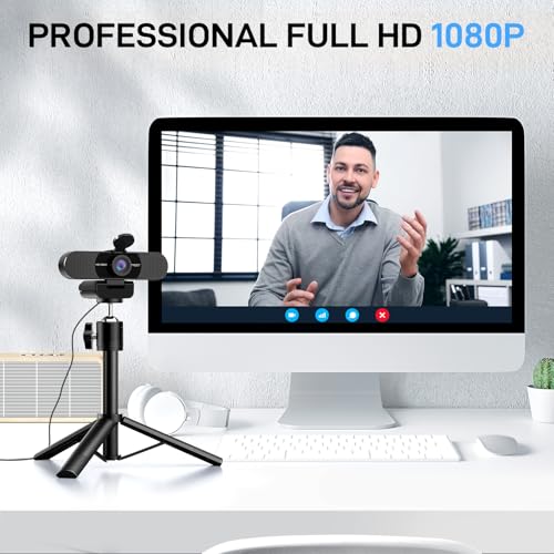 EMEET C960 Webcam with Tripod, 1080P Webcam with Mic, Adjustable Height | Desktop Tripod, C960 Web Camera with Privacy Cover, Plug & Play with Stand for Zoom/Skype/YouTube/FaceTime - style: 1080P Tripod