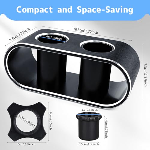 Desktop Microphone Holder for Organize and Display 2 Wireless Mics | Aluminum Alloy, inlcuded 2 Rubber Anti-roll Rings and Anti-scratch Sleeves, for Home Singing, Party, Karaoke, Theater, Salon