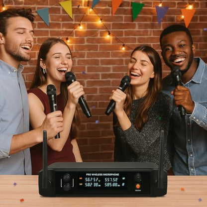 Supersonic SC-909 2.4G 4 Channel Wireless Microphone System with Long-Range 160 FT Transmission, Crystal-Clear 20Hz-20KHz Sound, Low 30mA Consumption, AA Battery-Powered Transmitter, and 12V Receiver