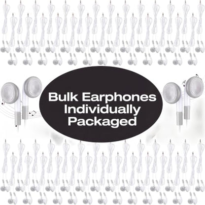 Kanayu 50 Pack Earbuds Bulk Classroom Headphones Wired Earphones, White - color: White