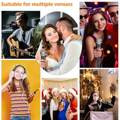 Wireless Microphone System, Fixed Frequency, Dual UHF Handheld Microphones, 200ft Long Range, Plug & Play, Cordless Microphone for Singing, Karaoke, DJ, Church, Wedding, Home KTV