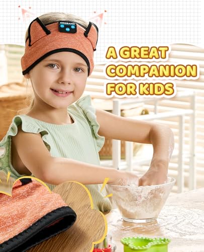 Baby Headphones, Kids Headphones Bluetooth Headband Adjustable, Wireless Headband for Kids with Wired Playback 3.5 MM Jack for Teens/Boys/Girls/Smartphones/School/Airplane Travel/Tablet - color: Orange