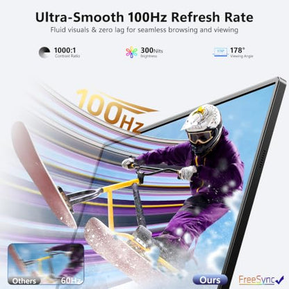 ForHelp 18.5 Inch 100Hz Portable Display, 1920x1080 16:9 FHD Monitor with Built-in Stand and Speakers, Compatible with Laptop, Mobile Phone and Game Consoles - style: 18.5"