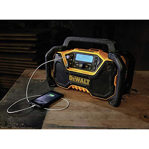 DEWALT 12V/20V MAX Portable Bluetooth Radio, Cordless, 100 ft Range, 3.5” Subwoofers, Jobsite (DCR028B)