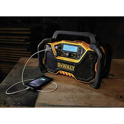 DEWALT 12V/20V MAX Portable Bluetooth Radio, Cordless, 100 ft Range, 3.5” Subwoofers, Jobsite (DCR028B)