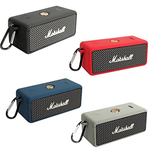 DAYJOY Soft Silicone Protective Bumper Frame Case Cover Compatible with Marshall EMBERTON Portable Bluetooth Speaker, Protective Skin Sleeve with Carabiner (red) - color: red