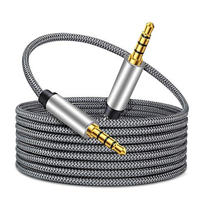 Tan QY Male to Male Audio Cable 3Ft,4 Pole Hi-Fi Stereo Sound 3.5mm Aux Cable Adapter/Auxiliary Cable/Aux Cord Compatible All 3.5mm-Enabled Devices for Car (3Ft, Silver) - size: 3Ft
