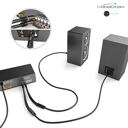 KabelDirekt – RCA/Phono Y Cable – 1×2 – 15ft | Coax, male/male plugs, analog/digital, adapter for subs/amps/Hi-Fis/home theater/receivers, black - size: 15 feet, style: 1-Pack