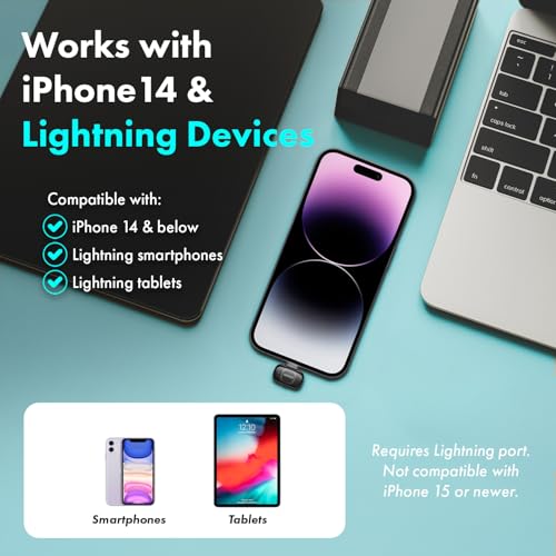 Movo NanoMic Dual Lightning Wireless Microphone for iPhone 14 and Below– Lavalier Mic for iPhone, Great for Vlogging, TikTok, Content Creation w/WMX-HM2 Wireless Handle