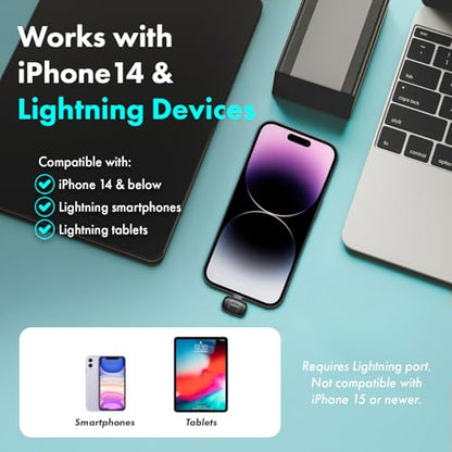 Movo NanoMic Dual Lightning Wireless Microphone for iPhone 14 and Below– Lavalier Mic for iPhone, Great for Vlogging, TikTok, Content Creation w/WMX-HM2 Wireless Handle