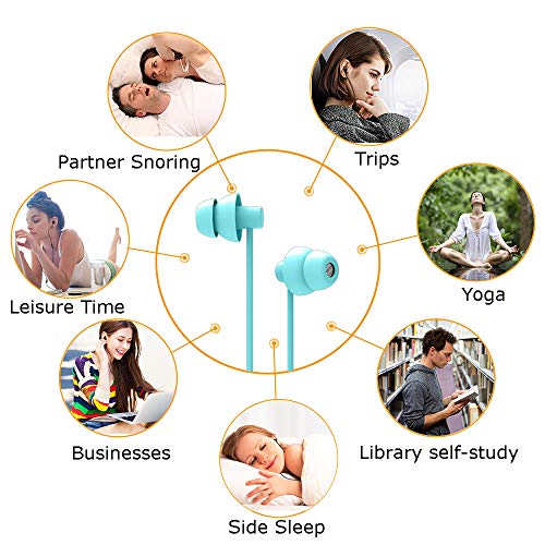 MAXROCK Sleep Earbuds,Ultra Soft Lightweight Sleep Earphones Headphones with Volume Control and Mic for Insomnia, Side Sleeper, Snoring, Air Travel, Meditation & Relaxation (Acid Blue) - color: acid blue