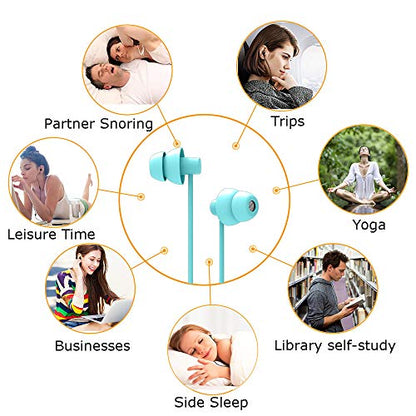 MAXROCK Sleep Earbuds,Ultra Soft Lightweight Sleep Earphones Headphones with Volume Control and Mic for Insomnia, Side Sleeper, Snoring, Air Travel, Meditation & Relaxation (Acid Blue) - color: acid blue