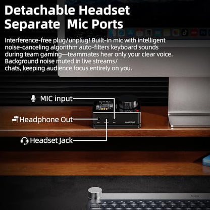 SMSL Nano ONE Pro External Sound Card, Hi-Fi DSP Chip,Virtual 7.1 Surround Sound, for Windows/Mac/Phone/Live Stream/Game,3.5mm Headphone Output, Mic in, Plug and Play Driverless (Silver) - color: silver
