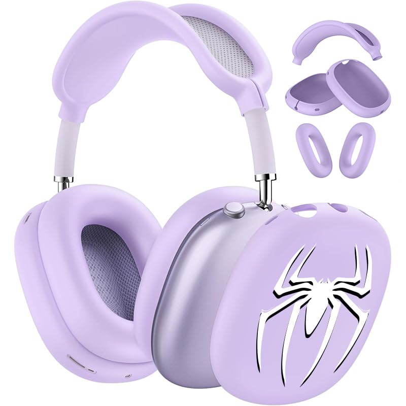 3-in-1 Silicone Case Cover for AirPods Max 2/AirPods Max Headphones, Apple AirPod Max Accessory Protective Cover, Headband/Ear Cups/Ear Pad Covers, Anti-Scratch and Sweatproof - color: Purple