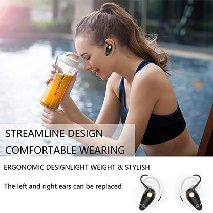 Kendir Bluetooth Headset, V5.0 Ultralight Wireless Headphone Cell Phone Earpiece with Mic Headsetcase,Volume Control, Handsfree Earbud,Compatible with Android/iPhone/Smartphones/Laptop - color: Black