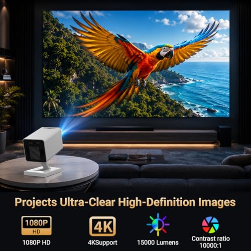 【Built-in APPS】Mini Projector With Wifi And Bluetooth, 1080P 4K Support Portable Projector, Movie Projector for Bedroom, Compatible with Smartphones/TV Stick/iPad/PS5/Laptop/HDMI/USB