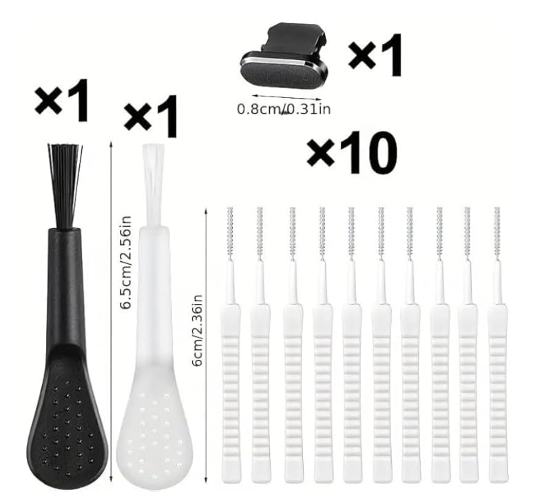 13 PCS Phone Charging Port Cleaner Kit, USB Port & Speaker Dust Removal Tools, Anti-Clog Cleaning Brushes with Dust Plugs for iPhone, Android, Laptop, Earphones, Electronics