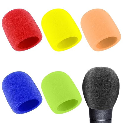 Prasacco 6 Pcs Microphone Covers Foam Mic Covers Foam Microphone Windscreen Colorful Hand-Held Microphone Sleeves