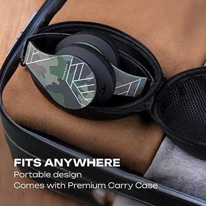 PowerLocus Bluetooth Over-Ear Headphones, Wireless Stereo Foldable Headphones Wireless and Wired Headsets with Built-in Mic, Micro SD/TF, FM for iPhone/Samsung/iPad/PC (Camo) - color: Camo