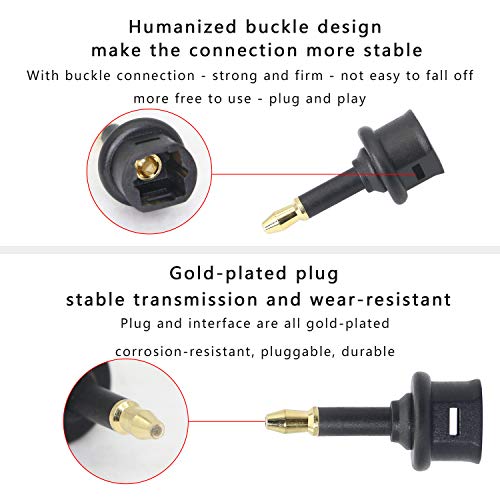 GELRHONR Digital Fiber Optic Toslink to 3.5mm Jack (Mini Toslink),Female to 3.5 mm Mini Male Optical Audio Connector Adapter（3pack）