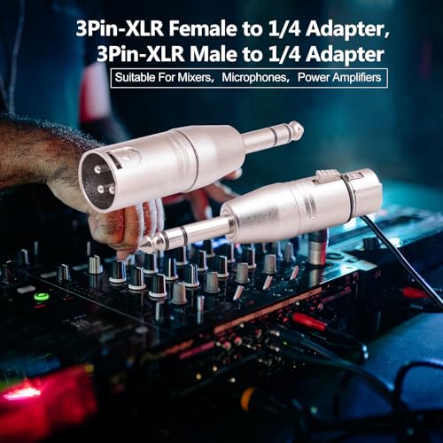 4 Pack 1/4" TRS Male to XLR Adapters -1 Pair 6.35mm 1/4 to XLR Male/Female | Balanced Quarter Inch 6.35mm Male to XLR Male/Female Adapters for Mixers, Microphones, Amplifiers