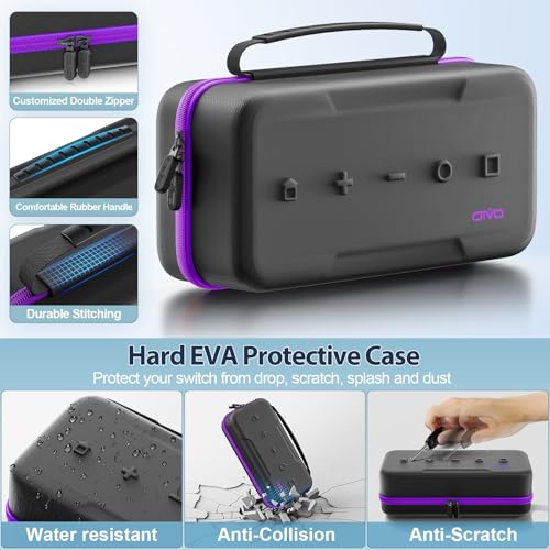 OIVO Carrying Case Compatible with 2025 Nintendo Switch, Portable Switch 2 Travel Carry Case Fit for Joy-Con 2 & Adapter, Hard Shell Protective Pouch Bag with 24 Game Slots, Purple - color: Purple