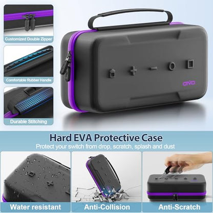 OIVO Carrying Case Compatible with 2025 Nintendo Switch, Portable Switch 2 Travel Carry Case Fit for Joy-Con 2 & Adapter, Hard Shell Protective Pouch Bag with 24 Game Slots, Purple - color: Purple