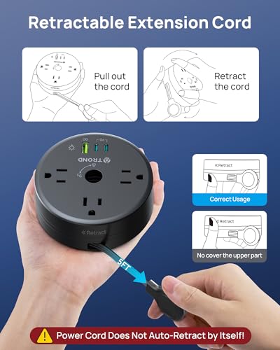 TROND Headphone Stand with PD 20W USB C Charger, RGB Gaming Headset Holder | 3 AC Outlets Extension, 5ft Retractable Power Strip Suitable for Gamer Desktop Table Game Earphone Accessories Gift