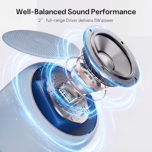 Bobtot Portable Bluetooth Speakers Mini Speaker with Loud Stereo Sound | with Strap Easy to Carry, Wireless IPX5 Waterproof, 20 Hours Playtime, Rechargeable Battery, Built-In Microphone, Blue - color: Blue