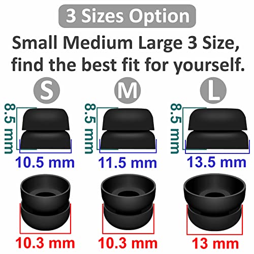 for Beat Solo Buds Ear Tips, 6 Pairs Double Flange Replacement Noise Reduce Silicone Flexible Eartips Gel Earplug Accessories Compatible with Beat Solo Buds/Studio Buds + / Fit Pro - Black