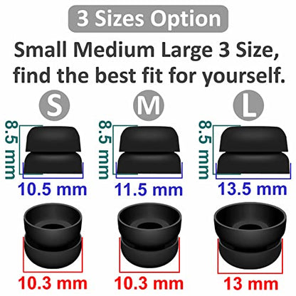 for Beat Solo Buds Ear Tips, 6 Pairs Double Flange Replacement Noise Reduce Silicone Flexible Eartips Gel Earplug Accessories Compatible with Beat Solo Buds/Studio Buds + / Fit Pro - Black