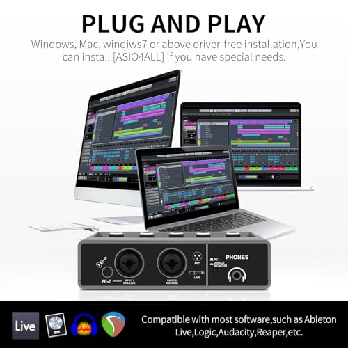 XTUGA USB Audio Interface for PC with Touch Model 16 bit/48 kHz, DSP Effect, 48V Phantom Power XLR Audio Interface for Recording Music, Live Streaming, Q-16