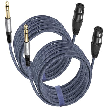 2 Pack 16FT 1/4 TRS Male to 3Pin XLR Female Microphone Cable,6.35mm TRS to XLR Female Braid Quarter inch Balanced Cable for Mixer Microphone Active Speakers - color: 1/4 TRS To XLR F, size: 16feet(2pack)