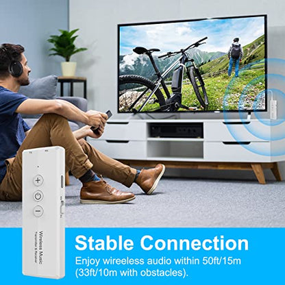 Isobel 3-in-1 Bluetooth Transmitter/Receiver, Rechargeable Bluetooth Adapter for TV & Car Stereo - color: White