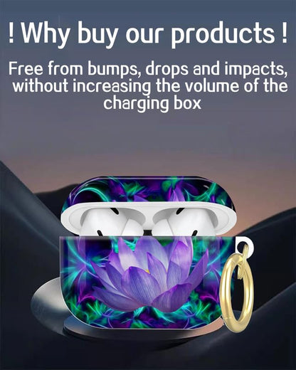 Compatible with AirPod Pro 2nd//1st Generation Case Cover with Key Chain,Full Protective Shockproof Wireless Headphone Case for Airpod Pro 2023/2022/2019(Purple Glowing Lotus) - color: Purple Glowing Lotus