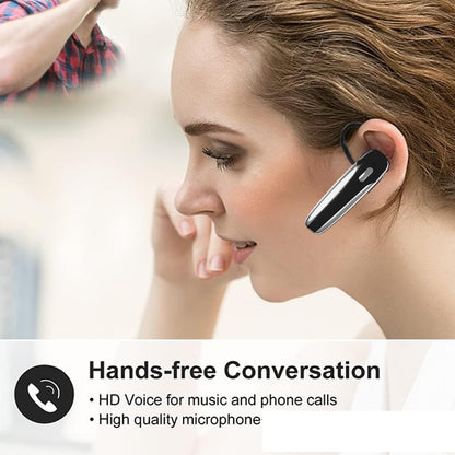 Single Ear Bluetooth Headset V5.3 Single-Ear Earpiece with Wireless Microphone 48H Battery, Bluetooth Earpiece - Handsfree for Driving/Truck Drivers, Compatible with iPhone, Android, Samsung - color: Glossy Black