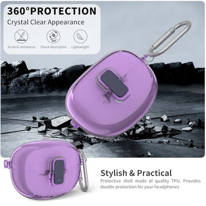 [Secure Lock] TUDIOW for Bose Ultra Open Earbuds Case(2024) | Clear TPU Shockproof Protective Cover for Bose Open Ear Wireless Earbuds Accessories with Cleaning Kit&Keychain(Clear Purple) - color: touzi