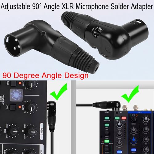 QIANRENON Adjustable 90 XLR Microphone Solder Adaptor - 3Pin XLR Male Right Angle Solder Connector Plug, Multi Angle Adjustable, for DIY/Repair/Narrow Space Wiring - style: Male
