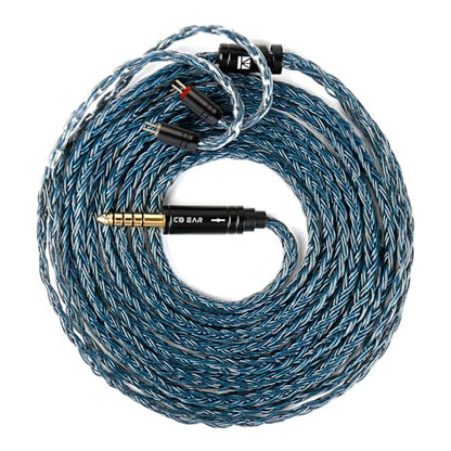 keephifi 5ft 2 Pin IEM Cable 4.4mm, KBEAR ST16-Max 1.5m in Ear Monitor Cable Earbud Wire, 16-Strand SPC Headphone Cable for Truthear Hexa/HOLA/Zero, Moondrop Blessing/Aria/Stellaris - color: BlueBlack, style: 4.4 2PIN